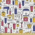 thumbnail image 1 of Ambesonne Hipster Fabric by the Yard Upholstery, Colorful Body Care Tools, 10 Yards, White and Multicolor, 1 of 5