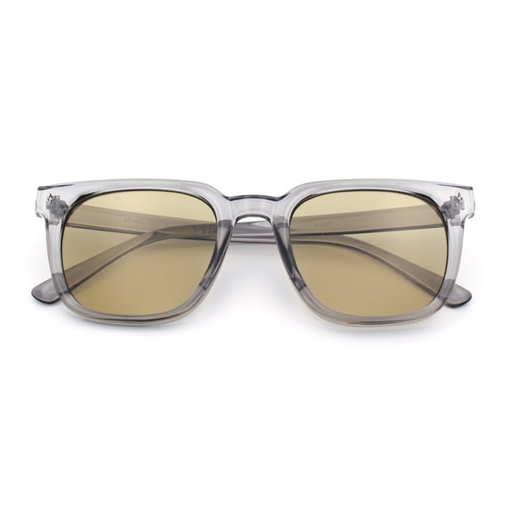 Hipster Vintage Style Plastic Rectangle Horn Rim Fashion Sunglasses [Slate - Beige]