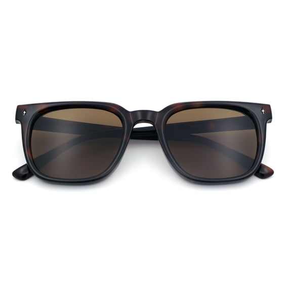 Hipster Vintage Style Plastic Rectangle Horn Rim Fashion Sunglasses [Tortoise - Brown]