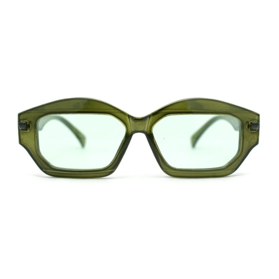 Hipster Vintage Style Rectangular Lip Stick Shape Hinge Plastic Sunglasses All Green