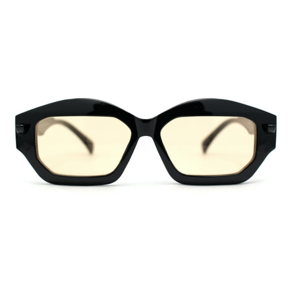 Hipster Vintage Style Rectangular Lip Stick Shape Hinge Plastic Sunglasses Black - Beige