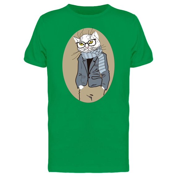 Hipster White Cat Tee Men's -Image by Shutterstock