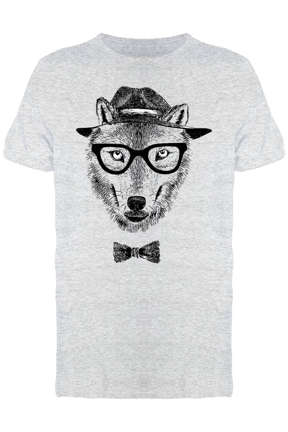 Hipster Wolf Face T-Shirt Men -Image by Shutterstock, Male x-Large