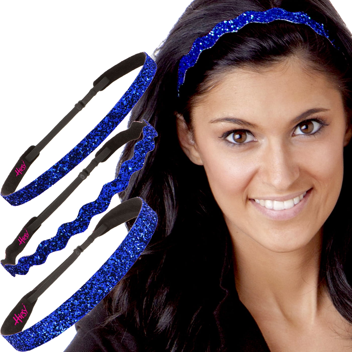 Hipsy Women's Adjustable No-Slip Running Headbands - Elastic Multi Pack (Black/Taupe/Brown, 3pk)