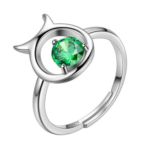 Hipunk Taurus Ring May Emerald Birthstone Ring Zodiac Jewelry 925