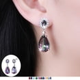 thumbnail image 1 of Juwaliy Teardrop Dangle Earrings Women Rainbow Mystic Topaz Stud Earring 925 Sterling Silver Jewelry Birthday Christmas Mother's Day Gift for Her, 1 of 7