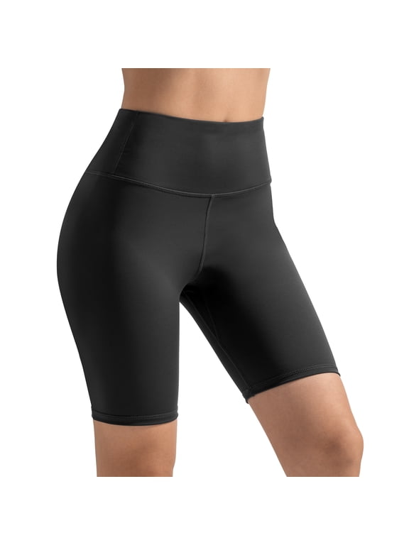 High Waisted Yoga Shorts for Women Soft Workout Shorts Tummy Control for Biker Athletic Running Black M