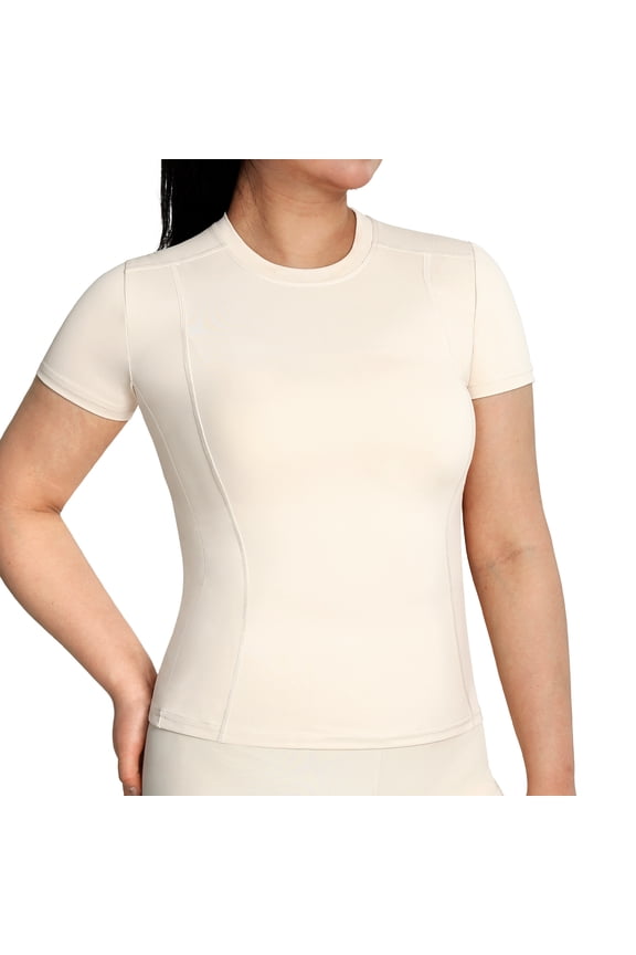 Seamless Workout Tops for Women Breathable Short Sleeve Yoga Shirts for Athletic Running Gym White M