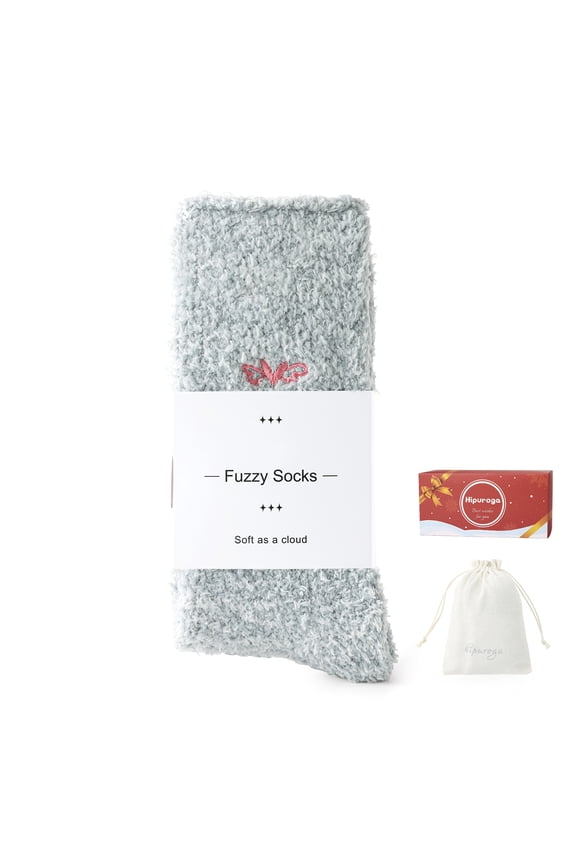 Thermal Fuzzy Socks for Women Fluffy Soft Cozy Warm Slipper Socks for Winter Home Sleep Mom Gifts LightGrey FUZZY SOCKS