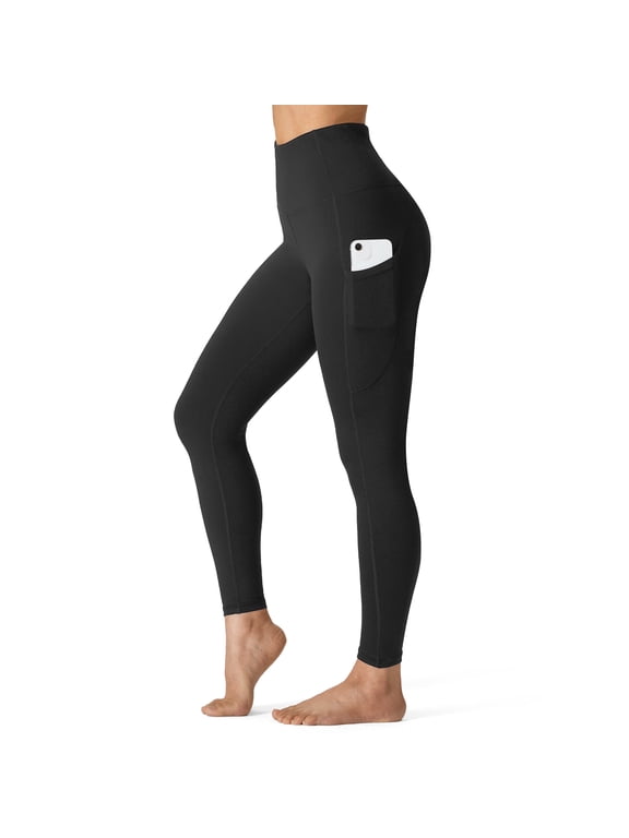 Thick High Waisted Yoga Pants for Women with Pockets Tummy Control Leggings for Athletic Workout Running Black M