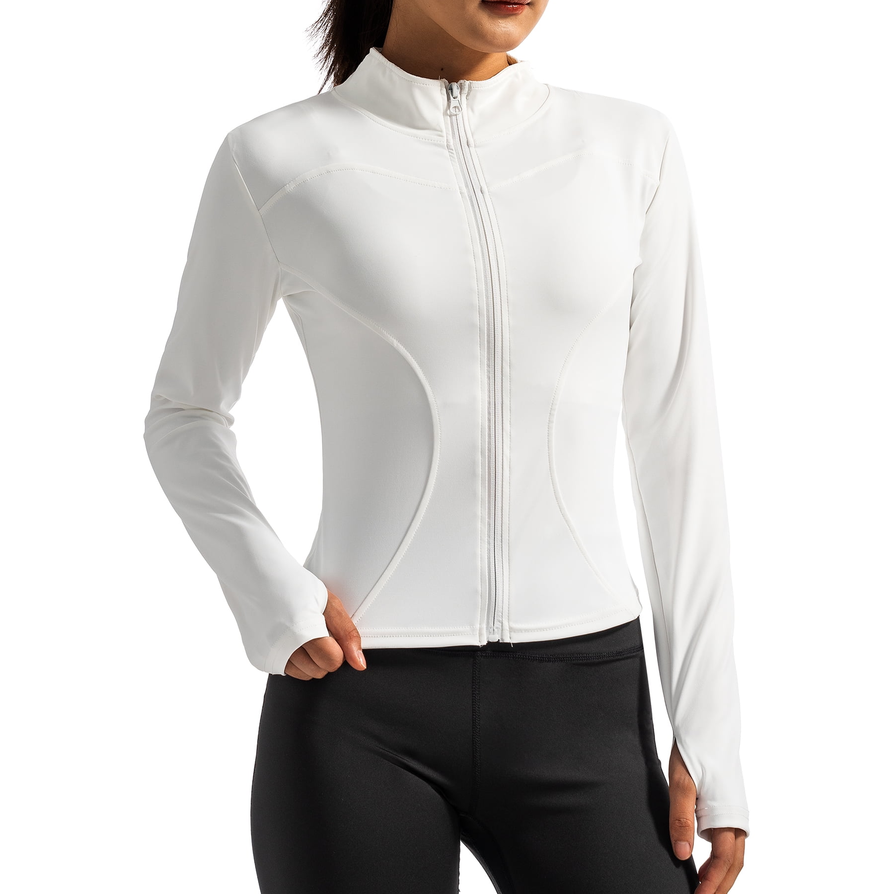 Hipuroga Womens Lightweight Cropped Workout Jackets Zip Up Slim Fit ...