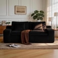 thumbnail image 1 of HipyMo 75" Corduroy Cloud Sofa, 2-Seater Loveseat Couch in a Box with Deep Seat, No Assembly Boneless Sofa for Living Room, Apartment, Office, Black, 1 of 9