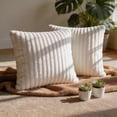 thumbnail image 1 of HipyMo Solid Corduroy Cloud Throw Pillow Set, 17.72" Premium Shredded Memory Foam & Plush Fibers Pillows for Couch Sofa Bedroom Living Room 2 Pack, Beige, 1 of 8