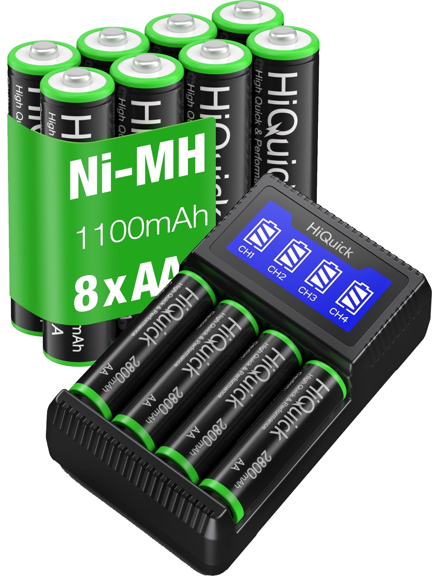 Hiquick AA AAA Rechargeable Batteries, General Purpose Battery, 12 Pack with USB Fast Charging Battery Charger
