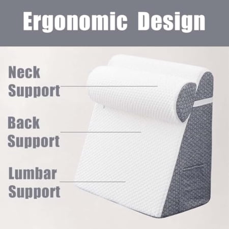 Hiquo Orthopedic Wedge Pillow Set - Max Comfort 30 Degree Memory Foam for Back, Neck Pain Relief, Better Sleep, Acid Reflux & Snoring Solution (Light Gray)