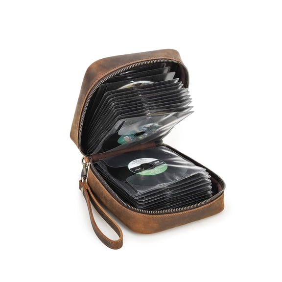 Hiram 56 Capacity CD Case,Portable DVD Leather Hard Holder Organizer