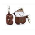 thumbnail image 1 of Hiram Leather AirPods 4 Case Cover,  AirPods 4 (2024) Bluetooth Wireless Charging Earbuds Case with a metal Hook and Metal Snap , Coffee, 1 of 8