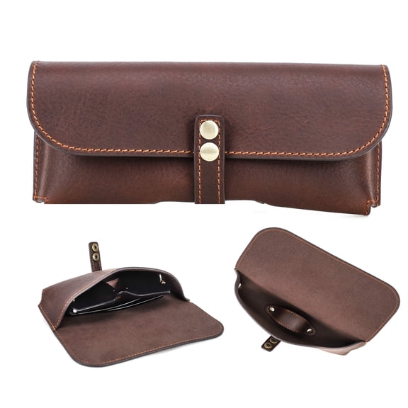Hiram Leather Eyeglasses Case Soft Case, Portable Travel Sunglasses Case, Glasses Pouch For Men and Women,Coffee