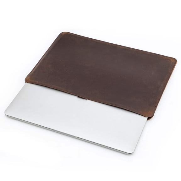 Hiram Crazy Horse Leather Laptop Sleeve Case for 13 14 16 Inch MacBook Pro Air M4 M3 M2, HP DELL XPS 13 Computer Bag for Men