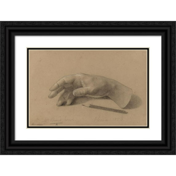 Hiram Powers 14x11 Black Ornate Wood Framed Double Matted Museum Art Print Titled: Study of a Hand (1856)