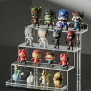 Hirchor Acrylic Riser Display Shelf for Amiibo Funko POP Figures, 4 Tier Clear Cupcakes Stand Perfume Organizer for Cabinet, Table, Countertops (1pcs, Small)