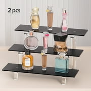 Hirchor Acrylic Risers for Food Display, Black Acrylic Riser Shelves, Perfume Display Stand, Cupcakes Dessert Stand