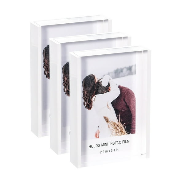 Hirchor Instax Mini Photo Frames 2x3, Acrylic Picture Frames for Fujifilm & Polaroid Film, Polaroid Frames for Desktop & Tabletop (3 Pack,White)