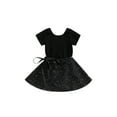 thumbnail image 1 of Hirigin 2-10T Toddler Baby Girl Ballet Leotards Short Sleeve Crewneck Solid Dance Outfit with Removable Shiny Skirt, 1 of 8