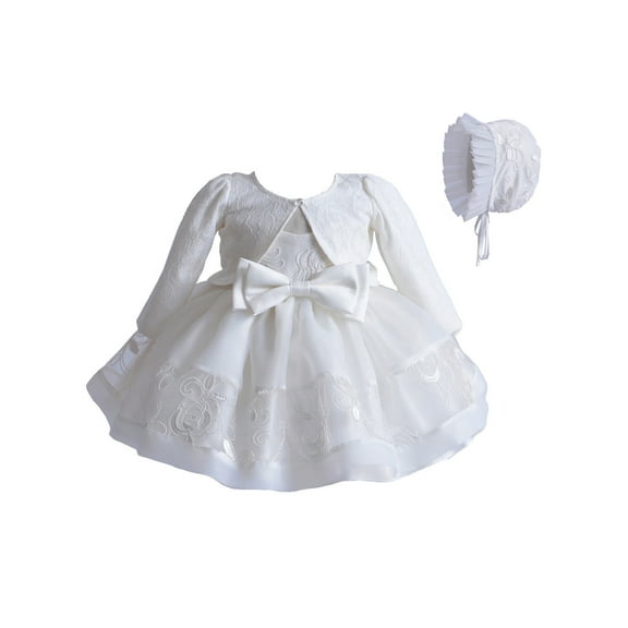 Hirigin 3Pcs Newborn Baby Girls Princess Dress Set White Lace Christening Wedding Party Dresses Ball Gown Clothes with Hat