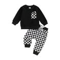 thumbnail image 1 of Hirigin Baby Boy 2Pcs Fall Winter Clothes 6 12 18 Months 2T 3T Toddler Checkered Outfit Long Sleeve Pocket Sweatshirt Top Plaid Jogger Pants Set, 1 of 8