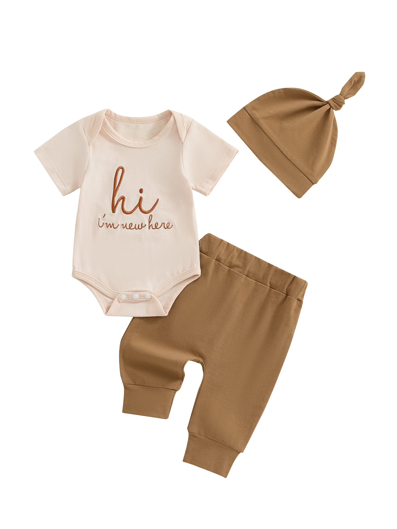 Hirigin Baby Girl Boy Outfits Letter Embroidery Short Sleeve Romper