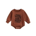 thumbnail image 1 of Hirigin Baby Romper, Long Sleeve Letters Bat Pumpkin Print Halloween Bodysuit, 1 of 9