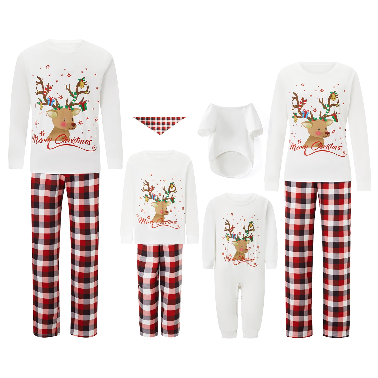 Hirigin Christmas Family Pajamas Matching Set Elk Print Long Sleeve ...
