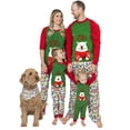 thumbnail image 1 of Hirigin Christmas Family Pajamas Matching Set, Long Sleeve Bear Print T-shirt with Lights Print Pants Sleepwear Loungewear, 1 of 8