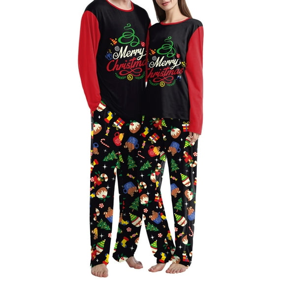 Hirigin Couples Christmas Matching Pajamas Set 2 Piece Pajama Set Women Men Loungewear Soft Sleepwear for Nightwear