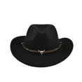 thumbnail image 1 of Hirigin Cowboy Hat for Women Men Cowgirl Hat Wide Brim Western Hats with Bull Head Panama Fedora Hat, 1 of 5