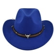 thumbnail image 1 of Hirigin Cowboy Hat for Women Men Cowgirl Hat Wide Brim Western Hats with Bull Head Panama Fedora Hat, 1 of 6