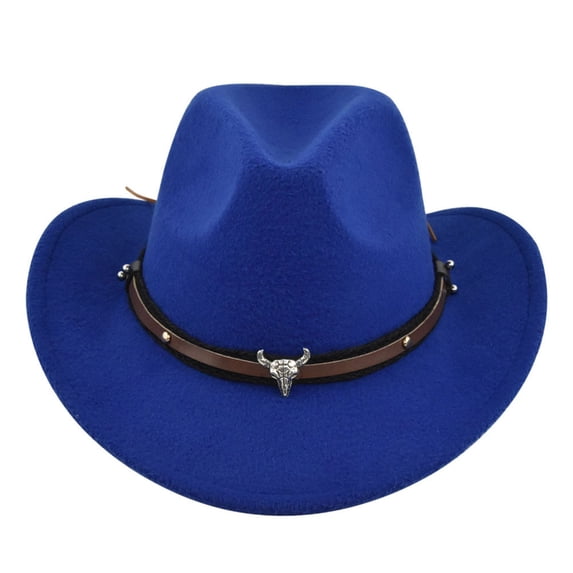 Hirigin Cowboy Hat for Women Men Cowgirl Hat Wide Brim Western Hats with Bull Head Panama Fedora Hat