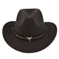 thumbnail image 1 of Hirigin Cowboy Hat for Women Men Cowgirl Hat Wide Brim Western Hats with Bull Head Panama Fedora Hat, 1 of 6
