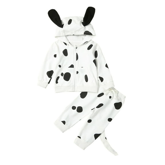 Hirigin Dalmatian Costume Baby Boy Girl Halloween Outfits Long Sleeve Zip Up Hoodies Sweatshirt and Sweatpants Fall Clothes Set