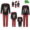 thumbnail image 1 of Hirigin Family Christmas Pajamas Matching Sets Elk Print Long Sleeve Tops and Elastic Plaid Pants Set for Loungewear Soft Sleepwear, 1 of 7