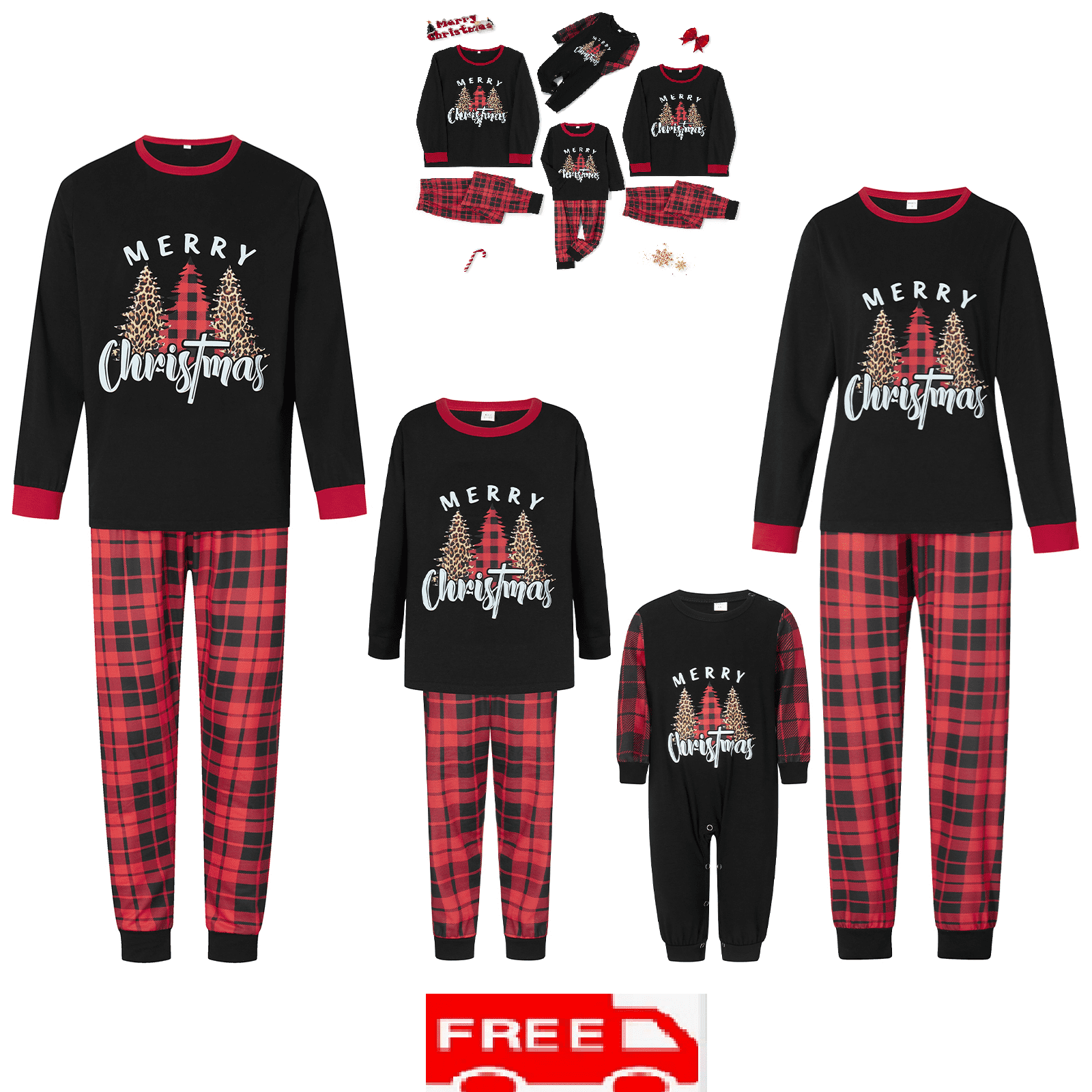 Hirigin Family Matching Christmas Pajamas Set Letter Christmas Tree ...