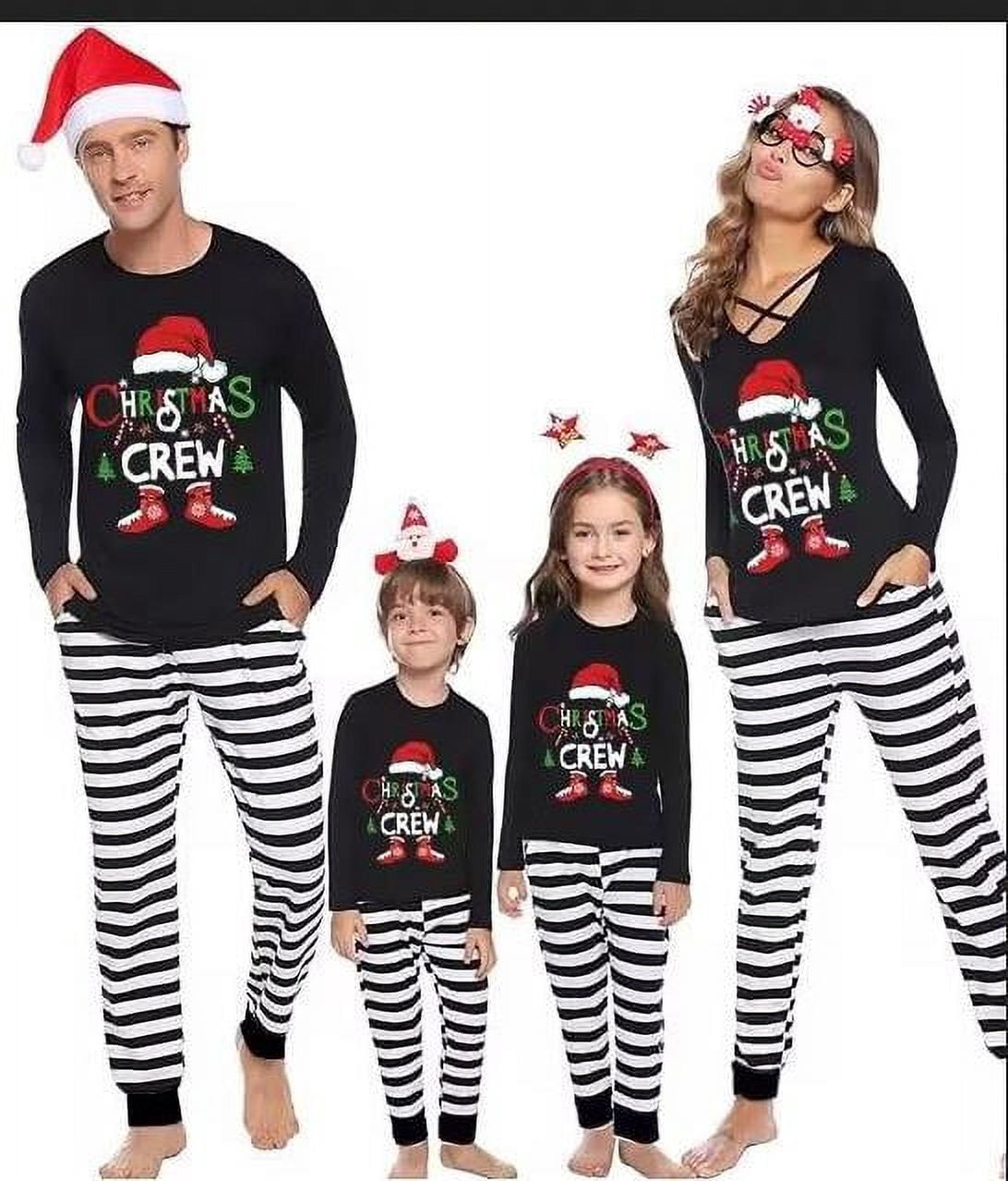 Hirigin Family Matching Christmas Pajamas Set Letter Stripe Hat Print ...