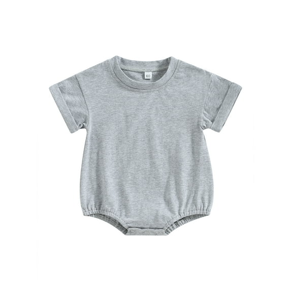 Hirigin Infant Baby Boy Girl Bubble Romper Solid Color Short Sleeve Bodysuit Oversized T-Shirt Tops 6 12 18 24 Months Summer Clothes