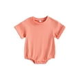 thumbnail image 1 of Hirigin Infant Baby Boy Girl Bubble Romper Solid Color Short Sleeve Bodysuit Oversized T-Shirt Tops 6 12 18 24 Months Summer Clothes, 1 of 8