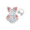 thumbnail image 1 of Hirigin Infant Baby Girl 4th of July Outfit American Flag Romper 3 6 12 18 Months Ruffle Sleeve Backless Bodysuit Jumpsuit with Headband Set, 1 of 8