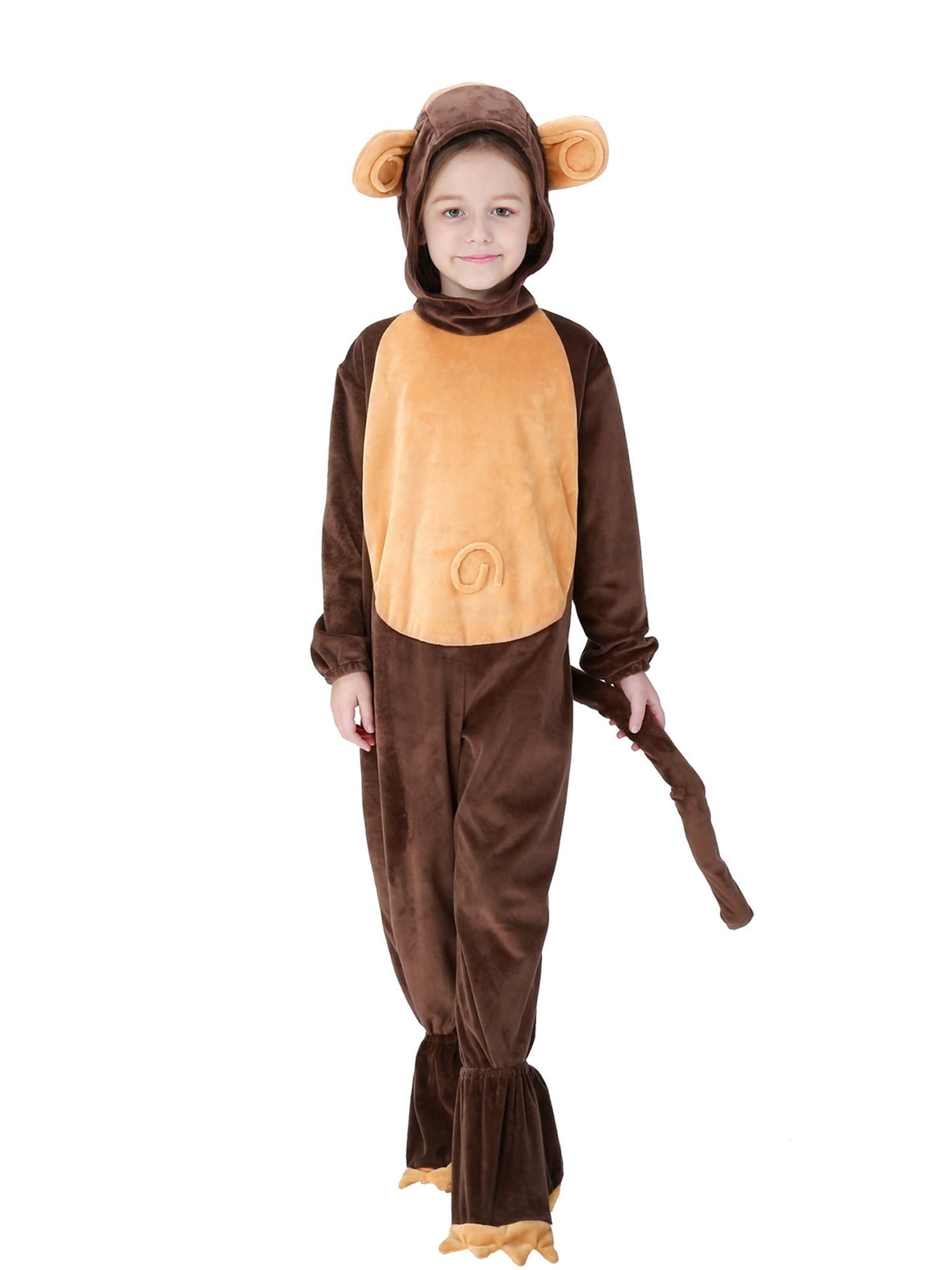 Monkey Costume Kids Brown Jumpsuit With Hood Monkey Costume Kids Brown Jumpsuit With Hood