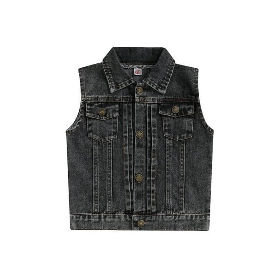 Kids Boys Girls Sleeveless Denim Vest Jacket 3 4 5 6 7 Years Turn-down Collar Button Jean Vest Waistcoat Outerwear