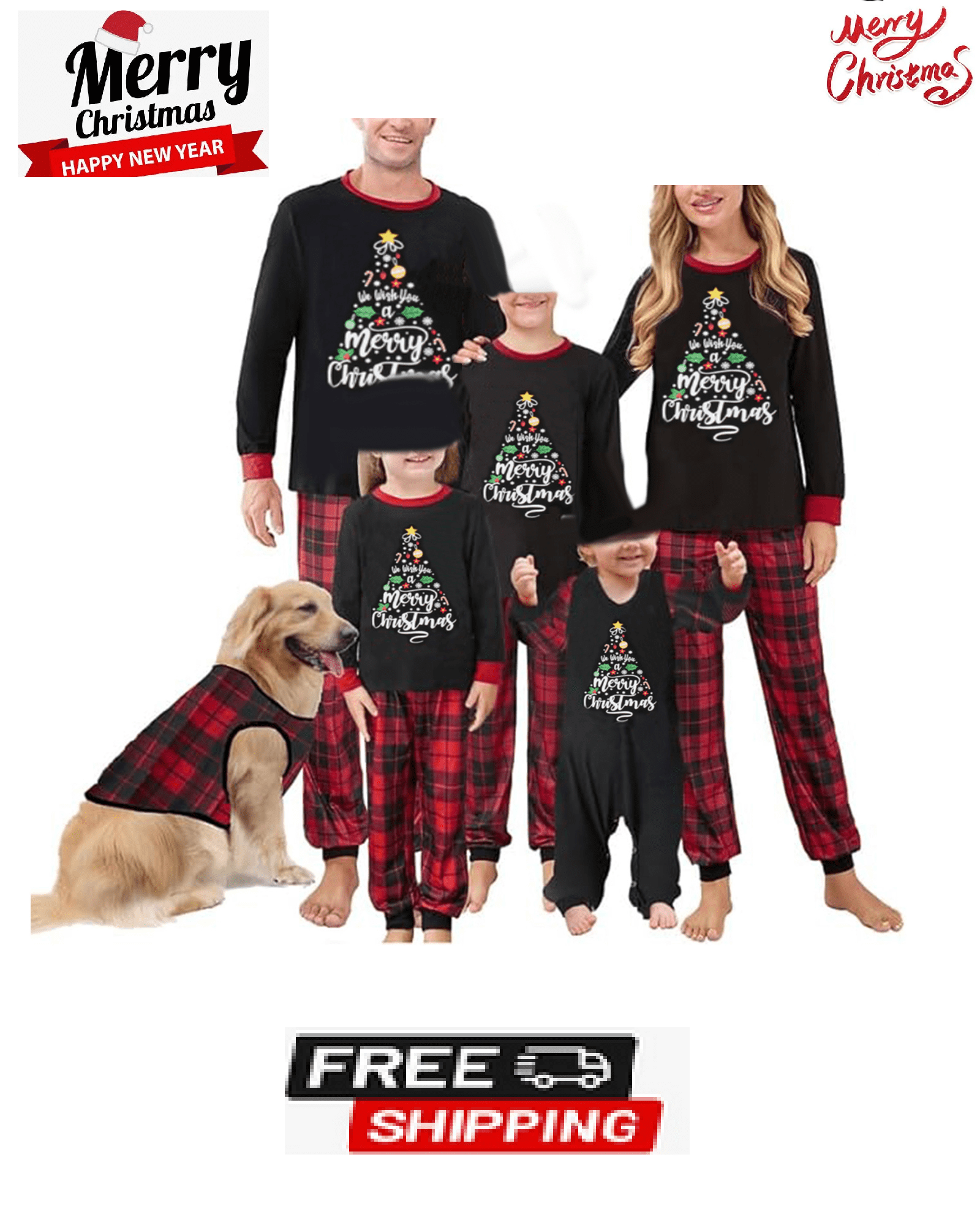 Hirigin Matching Christmas Pajamas For Family Letter Print Long Sleeve ...