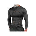 thumbnail image 1 of Hirigin Men Sports Slim Fit Shirt, Long Sleeve Round Neck Elastic Quick Drying Tops Running Fitness Tee, 1 of 9